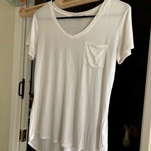 Prana White V-Neck Short Sleeve Tee